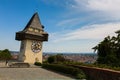 Clock tower, Uhrturm on top of Schlossberg Castle Hill in Graz, Austria, Europe Royalty Free Stock Photo