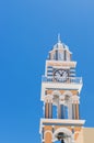 Clock Tower in the village of Thira, Santorini, Greece Royalty Free Stock Photo