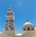 Clock Tower in the village of Thira, Santorini, Greece Royalty Free Stock Photo