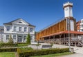 Clock tower and white mansion in Bad Salzuflen