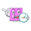 With clock toy brick character cartoon
