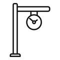 Clock train platform icon outline vector. Station metro