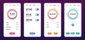 Clock user interface. Alarm stopwatch timer ui mobile phone. Time app vector design