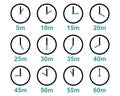 Clock with time intervals, vector icons Royalty Free Stock Photo