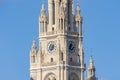 Clock of Vienna City Hall Rathaus tower in Austria Royalty Free Stock Photo