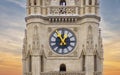 Clock of Vienna City Hall Rathaus tower in Austria Royalty Free Stock Photo