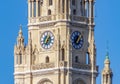 Clock of Vienna City Hall (Rathaus) tower in Austria Royalty Free Stock Photo