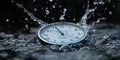 Clock Submerged in Water. Generative AI