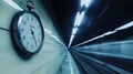 A clock is on a wall in a tunnel Royalty Free Stock Photo