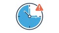 A clock with a warning sign indicating a deadline or time constraint Royalty Free Stock Photo