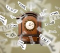 Clock and watch concept with time flying away Royalty Free Stock Photo