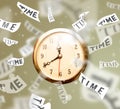 Clock and watch concept with time flying away Royalty Free Stock Photo