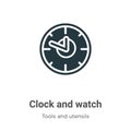 Clock and watch vector icon on white background. Flat vector clock and watch icon symbol sign from modern tools and utensils