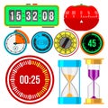 Clock watches vector timer colorful measurement tools number digital information stopwatch illustration