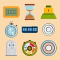 Clock and watches vector timer colorful measurement tools