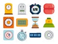 Clock and watches vector timer colorful measurement tools