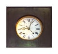 Clock wooden Old isolated on a white background. Royalty Free Stock Photo