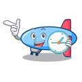 With clock zeppelin character cartoon style