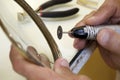 Clockmaker tools during repair clocks