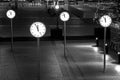 Clocks of Canary Wharf by night, London, UK Royalty Free Stock Photo