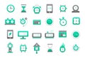 Clocks green-gray vector icons set Royalty Free Stock Photo