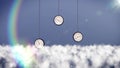 Clocks over clouds in the sky. Royalty Free Stock Photo