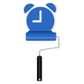 Clocks and paint rollers. Time update ideas. Vector illustration