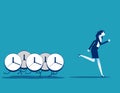 Clocks pursuing after business people. Time concept Royalty Free Stock Photo