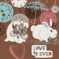 Clocks, rabbits and love Royalty Free Stock Photo