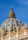 Clocks and sculptures of saints at St. Peter`s Basilica in the Vatican. Rome. Italy Royalty Free Stock Photo