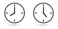 Clocks showing working hours isolated white background