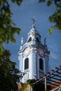 Clocktower of the former Augustinian abbey in Durnstein, Wachau Valley, Austria Royalty Free Stock Photo