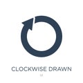 clockwise drawn arrow icon in trendy design style. clockwise drawn arrow icon isolated on white background. clockwise drawn arrow