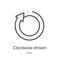 clockwise drawn arrow icon from user interface outline collection. Thin line clockwise drawn arrow icon isolated on white