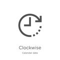 clockwise icon vector from calendar date collection. Thin line clockwise outline icon vector illustration. Outline, thin line Royalty Free Stock Photo