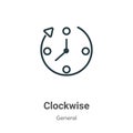 Clockwise outline vector icon. Thin line black clockwise icon, flat vector simple element illustration from editable general Royalty Free Stock Photo