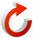 Clockwise red arrow. Arrow forward. Circular arrow icon Royalty Free Stock Photo