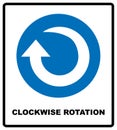 Clockwise rotation arrow icon. Blue mandatory symbol. Vector illustration isolated on white. White simple pictogram. Service banne Royalty Free Stock Photo