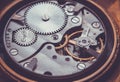 Clockwork . Close-up Of Old Clock Watch Mechanism Royalty Free Stock Photo