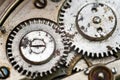 Clockwork, gears in an old watch. Teamwork concept, idea, technology, eternity, business. Macro Royalty Free Stock Photo