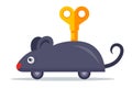 A clockwork gray mouse with a key on its back. Royalty Free Stock Photo