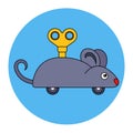 A clockwork gray mouse with a key on its back Royalty Free Stock Photo