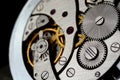 Clockwork. Macro shot of clock mechanism. Gears.