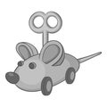 Clockwork mouse icon, gray monochrome style