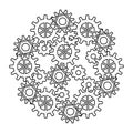 Clockwork movement. Steampunk.The concept of well-coordinated teamwork. Metal Parts, gears.