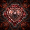 Clockwork valentine`s day motive, fractal heart