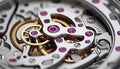 Clockworks turning, restoring accuracy, wristwatch mechanic repairing machinery generated by AI