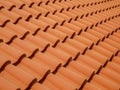 Clode up of Red tiles pattern on traditional roof. Abstract background