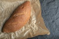 Cloe up photo Freshly baked British baton loaf bread