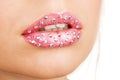 Cloesup photo of beautiful female lips